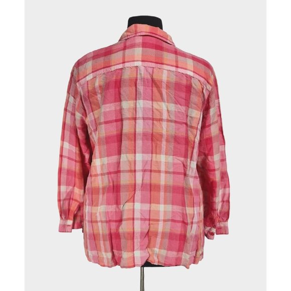 maggie barnes Women Button Up Shirt Long SLV Size 24W Linen Blend Flannel  77P - Picture 3 of 5